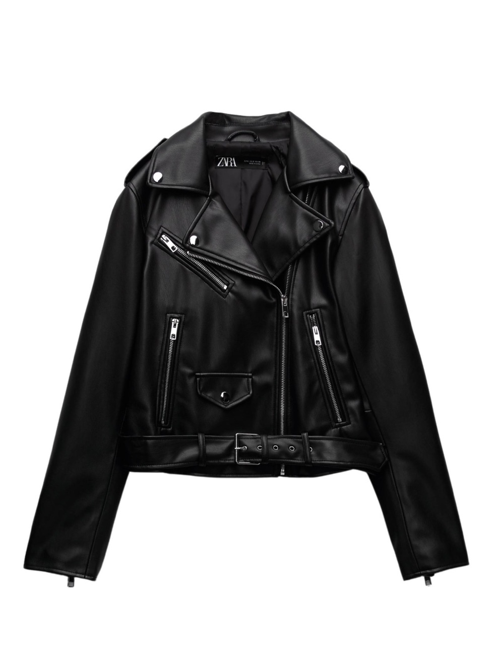 ZARA | Black Faux Leather Biker Jacket
